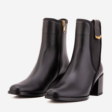 Load image into Gallery viewer, The Kensington Black Leather Block Heel Women’s Mid-Calf Boot