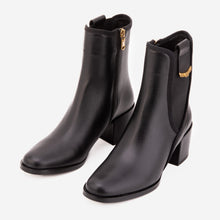 Load image into Gallery viewer, The Kensington Black Leather Block Heel Women’s Mid-Calf Boot