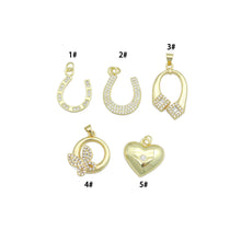 Load image into Gallery viewer, Clear CZ Gold Horseshoe Heart Butterfly Charm Pendant,Sku#LK1253