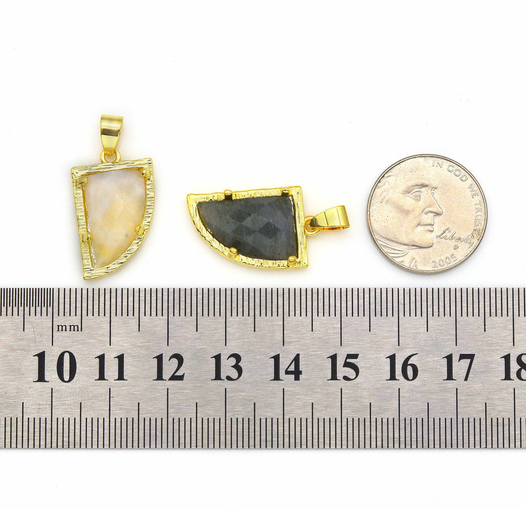 Gold Gemstone Horn Charm, Sku#LY09