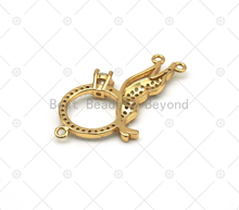Load image into Gallery viewer, CZ Micro Pave Dolphin On Round Ring Shape Pendant, 18K Gold Filled Dolphin Charm, Necklace Bracelet Charm Pendant, Sku#LK553