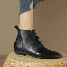 Load image into Gallery viewer, Women's Vintage Round Toe Ankle Boots - Genuine Leather Slip-On Chunky Heel Winter Boots