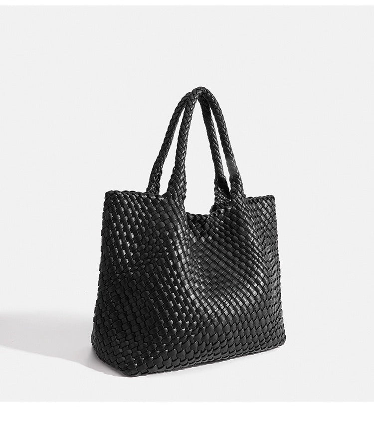 Handwoven Woven Shoulder Bag - Premium PU Leather Underarm Bag for Women