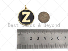 Load image into Gallery viewer, New Trendy Gold Black Enamel Initials Letter Charm/Pendant, Enamel Initial Alphabet Letters, Custom Naming Pendants, 25mm,sku#ML33