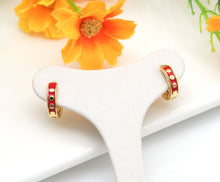 Load image into Gallery viewer, Gold Dots Colorful Enamel Huggie Earring, Y573