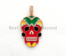 Load image into Gallery viewer, NEW Enamel Colorful Skull Pendant,CZ Micro Pave Oil Drop Skull pendant,Enamel pendant,Enamel Jewelry,21x33mm,sku#F607