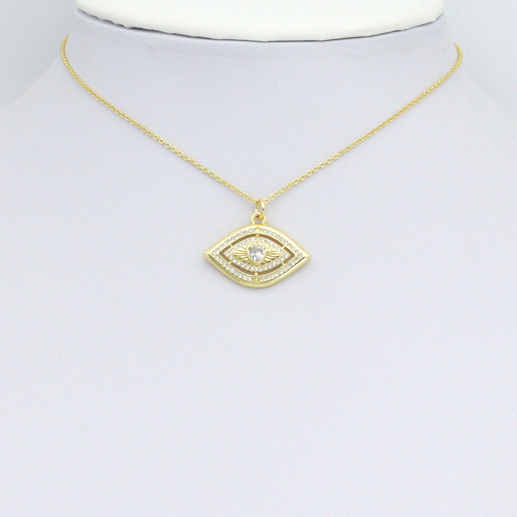 Gold Silver CZ Evil Eye Charm Pendant,Sku#LX850