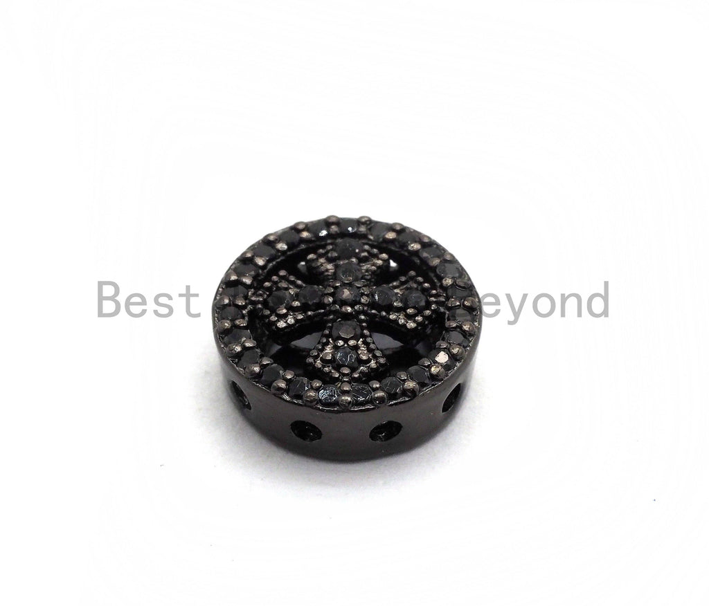 Black CZ Pave Cross Spacer Coin, sku#C99