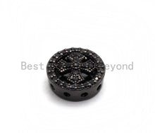 Load image into Gallery viewer, Black CZ Pave Cross Spacer Coin, sku#C99