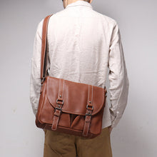 Load image into Gallery viewer, Men's Full-Grain Leather Shoulder Bag – Large Capacity Crossbody Bag for Men