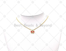 Load image into Gallery viewer, CZ Micro Pave Colorful Enamel Bowknot Shape Pendant,18K Gold Filled Bowknot Charm, Necklace Bracelet Charm Pendant, Sku#LD192