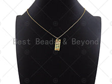 Load image into Gallery viewer, Colorful CZ Micro Pave Cross On Rectangle Shape Pendant, Cubic Zirconia Rectangle Pendant, Gold Tone Pendant, 10x24mm, sku#LK179