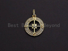 Load image into Gallery viewer, Clear CZ Micro Pave Hollow out Compass Pendant/Charm,Round C