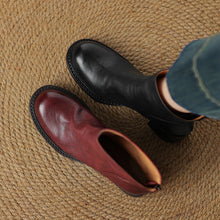 Load image into Gallery viewer, Women's Retro Pointed-Toe Ankle Boots | Chunky Heel Back Zipper Sheepskin
