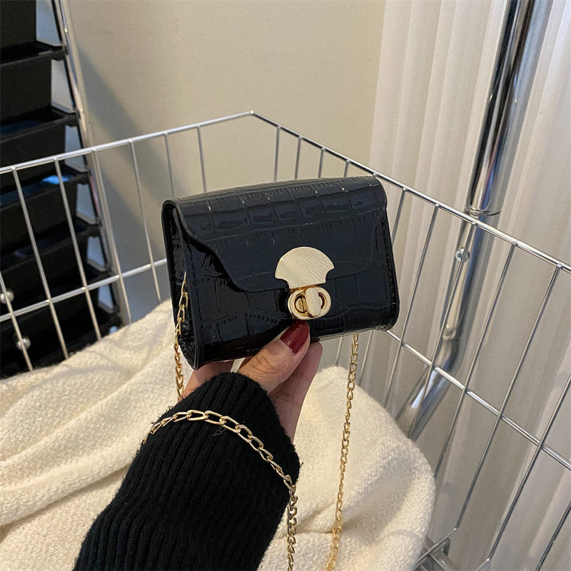 Mini Chain Shoulder Bag – Women's PU Leather Crossbody Bag | Black, Silver & Gold