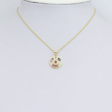 Load image into Gallery viewer, Colorful Baguette CZ Gold Round Coin Charm Pendant,Sku#LX862