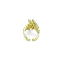 Load image into Gallery viewer, Gold Silver Clear CZ Radical Lines Adjustable Ring, Sku#A391