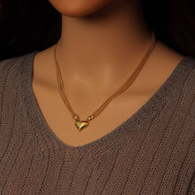 Load image into Gallery viewer, Gold Silver Heart Pendant Double Link Chain Necklace, Sku#A333