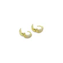 Load image into Gallery viewer, Gold Silver CZ Round Hoop Earrings, Sku#A475
