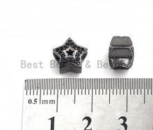 Load image into Gallery viewer, Black CZ Pave On Black Micro Pave Hollow Puffy Star Spacer Beads,sku#C96