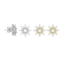 Load image into Gallery viewer, Clear CZ Snowflower Stud Earrings, Sku#A406