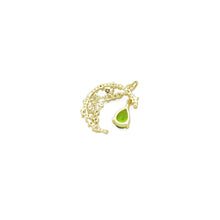 Load image into Gallery viewer, Fancy Cresent Moon With Clear Green Teardrop Pendant Charm, Sku#LK942