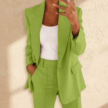 Load image into Gallery viewer, Lapel Button-Down Blazer &amp; Straight-Leg Trousers Suit