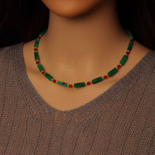 Load image into Gallery viewer, Green Red Gemstone Beads Necklace, EF546