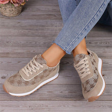 Load image into Gallery viewer, Flower Print Lace-Up Sneakers