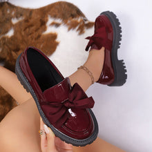 Load image into Gallery viewer, Women's Vintage Bow-Tie Loafer Shoes | Chunky Heel Slip-On