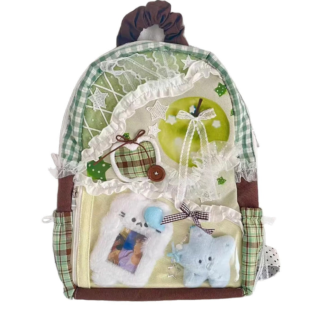 Plaid Canvas Backpack Large Capacity School Bag for Women - Sarah Express