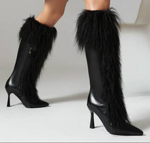 Load image into Gallery viewer, Women's Tassel Stiletto Boots – Suede High Heel Side Zipper Long Boots