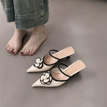 Load image into Gallery viewer, Chanel-Style Pointed Toe High Heel Mules for Women - Elegant French Office Heels