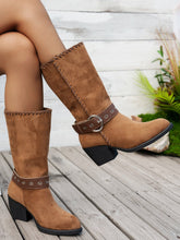 Load image into Gallery viewer, Women's Pointed-Toe Mid-Calf Boots with Belt Buckle - Suede Fashion Boots