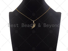 Load image into Gallery viewer, CZ Micro Pave Angel On Cresent Moon Shape Pendant, sku#F1235C