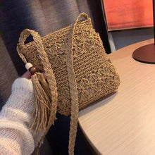 Load image into Gallery viewer, Handwoven Straw Square Shoulder Bag | Compact Woven Crossbody for Women