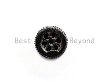 Load image into Gallery viewer, Black CZ Pave On Black Hourglass Spacer Beads, Big Large Hole Spacer Beads, Cubic Zirconia Drum Barrel Space Beads, 10x13mm, SKU#C89