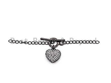 Load image into Gallery viewer, 1set, CZ Micro Pave Heart Shaped Toggle Clasp, CZ Pave Gold,Silver,Black,Rose Gold Toggle Clasp for Jewelry Making, 13mm, sku#AA2