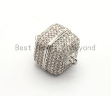 Load image into Gallery viewer, NEW STYLE 8/10/12mm CZ Micro Pave Strong Magnetic Cube Clasp, Cubic Zirconia Magnetic Clasp, Gold Rose Gold Clasp, sku#H134
