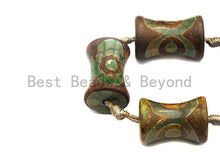 Load image into Gallery viewer, 1pc/12pc Etched Tibetan agate Spool Beads, Dzi Agate Beads,