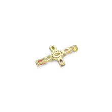Load image into Gallery viewer, Gold Colorful Oval CZ Cross Charm Pendant, Sku#LD640