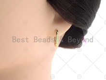 Load image into Gallery viewer, Dainty Gold Rectangle Huggie Earring, Sku#LD57
