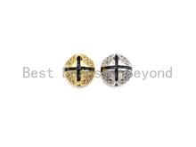 Load image into Gallery viewer, CZ Micro Pave Cross Patten Spacer Beads for Bracelet/Necklace, Men's Jewelry Bracelet Beads, 10mm, sku#Z1095