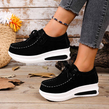 Load image into Gallery viewer, Women's Platform Loafers - Lace-Up Wedge Heel Casual Shoes