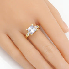 Load image into Gallery viewer, Gold Silver Clear Square CZ Adjustable Ring, Sku#A112