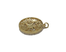 Load image into Gallery viewer, Gold CZ Five Point Star On Hollow Out Round Charm, Sku#L694