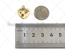 Load image into Gallery viewer, Colorful CZ Micro Pave Heart Pendant/Charm,Cubic Zirconia Paved Charm, Necklace Bracelet Charm Pendant,14x15mm, sku#L327