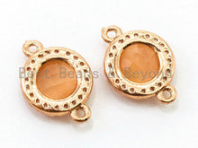Load image into Gallery viewer, Round Bezel Connector with Faceted Cat's Eye Stone,Peach/Blue/Pink/White/Topaz, 9x13mm,sku#A73