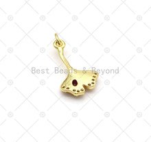 Load image into Gallery viewer, Fuchsia CZ Micro Pave Leaf Shape Pendant, 18K Gold Filled Ginkgo Leaf Charm, Necklace Bracelet Charm Pendant,Sku#LK511