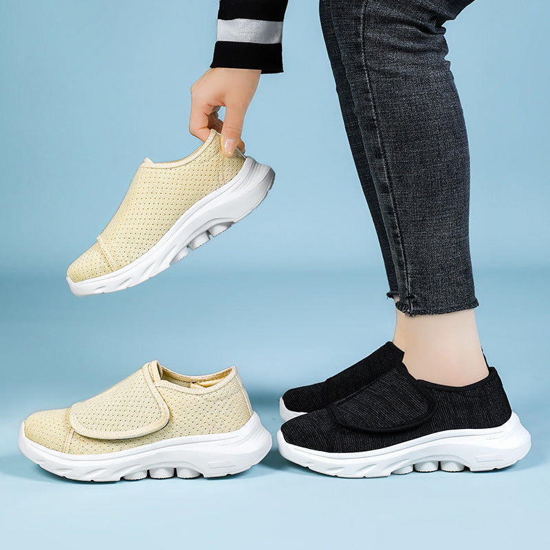 Women's Velcro Slip-On Casual Shoes - Breathable Lightweight Comfort Flats with EVA Sole